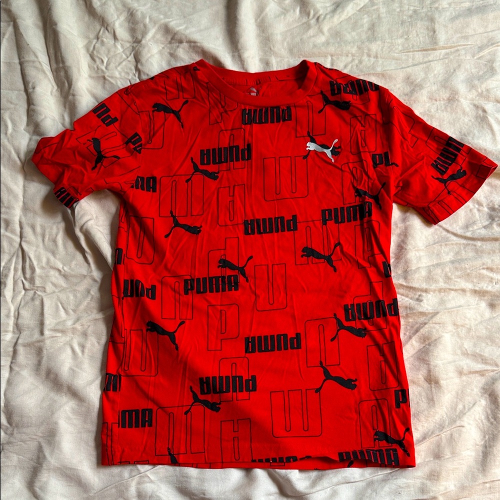 Puma Red and Black Logo T-Shirt